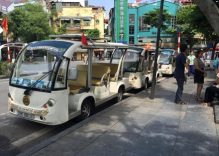 Electric buggies used on Hanoi pedestrian streets